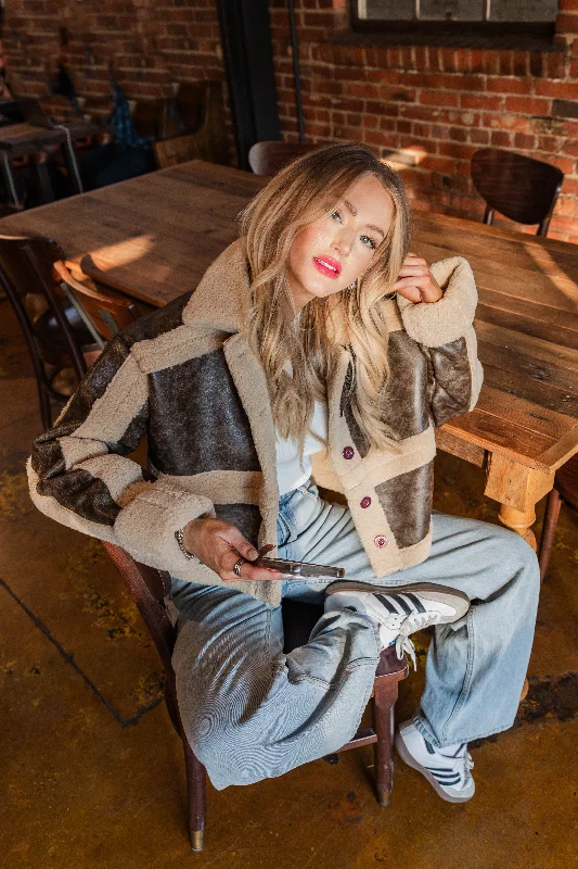 Women's military - style jackets with epaulets for a tough and fashionable appearanceGermantown Shearling Cropped Jacket Women's military - style jackets with epaulets for a tough and fashionable appearanceGermantown Shearling Cropped Jacket