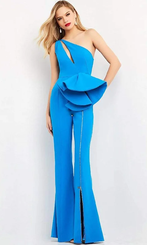 Formal dresses with button - front designs and tulle skirts for a charming prom styleJovani - 07080 Asymmetric Keyhole Bell Bottom Jumpsuit Formal dresses with button - front designs and tulle skirts for a charming prom styleJovani - 07080 Asymmetric Keyhole Bell Bottom Jumpsuit