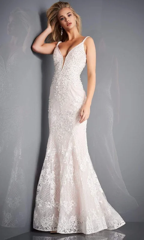 Prom dresses with tiered lace skirts and off - the - shoulder necklines for a feminine and elegant formal affairJovani - 66792 Embroidered Deep V Neck Trumpet Dress Prom dresses with tiered lace skirts and off - the - shoulder necklines for a feminine and elegant formal affairJovani - 66792 Embroidered Deep V Neck Trumpet Dress