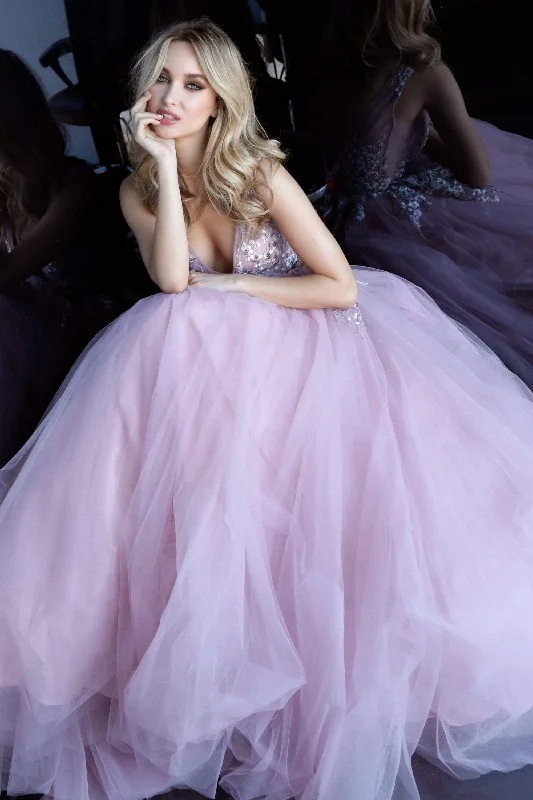 Prom dresses with illusion necklines and crystal embellishments for a formal affairJovani - 67459 V-Neck Tulle Long A-Line Dress Prom dresses with illusion necklines and crystal embellishments for a formal affairJovani - 67459 V-Neck Tulle Long A-Line Dress