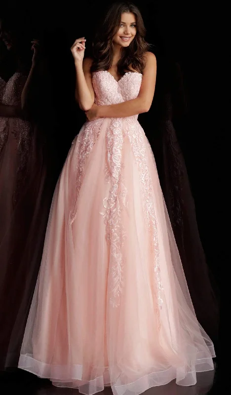 Prom dresses with one - shoulder designs and feather accents for a bold statementJVN by Jovani - JVN66970 Strapless Embellished Sweetheart Ballgown Prom dresses with one - shoulder designs and feather accents for a bold statementJVN by Jovani - JVN66970 Strapless Embellished Sweetheart Ballgown