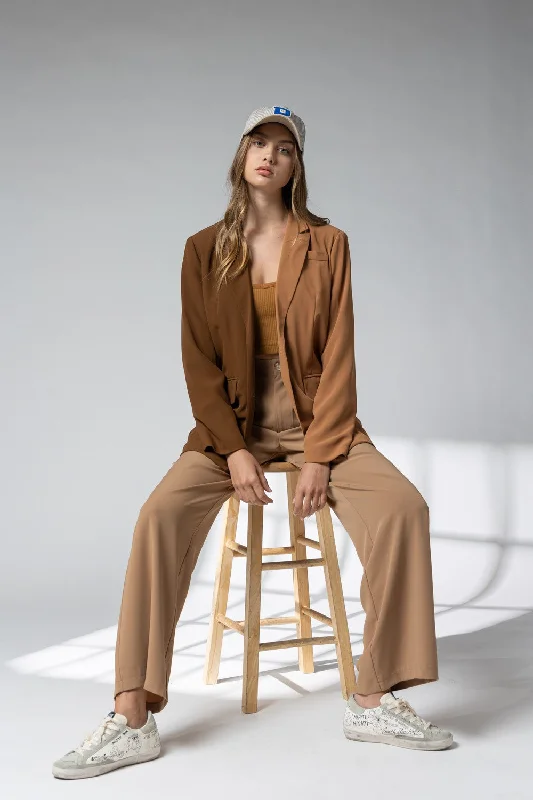 Women's bomber jackets with floral embroidery for a feminine and unique designKai Colorblock Brown Blazer Women's bomber jackets with floral embroidery for a feminine and unique designKai Colorblock Brown Blazer