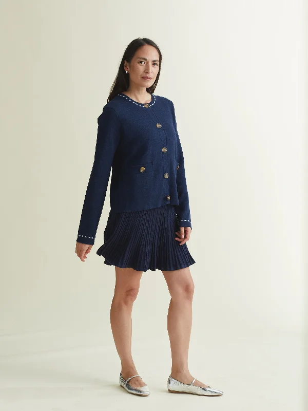 Women's faux fur - trimmed denim jackets for a trendy and cozy styleKatha Cardigan