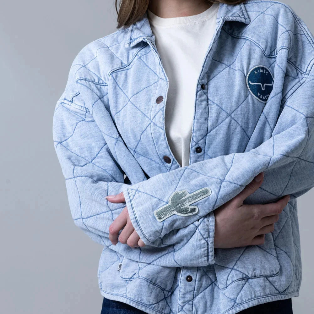 Women's faux fur coats in bright colors for a bold fashion statementKimes Ranch Women's Rincon Throw Jacket in Light Wash Indigo Women's faux fur coats in bright colors for a bold fashion statementKimes Ranch Women's Rincon Throw Jacket in Light Wash Indigo