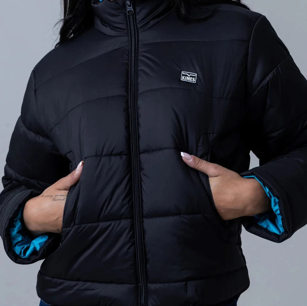 Quilted down women's coats with removable hoods for outdoor activitiesKimes Ranch Women's Valencia Puffy Jacket in Black Quilted down women's coats with removable hoods for outdoor activitiesKimes Ranch Women's Valencia Puffy Jacket in Black