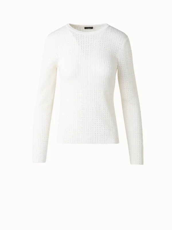 Women's military - style jackets with epaulets for a tough and fashionable appearanceKnit Sweater in Silk Cotton Ajouré Women's military - style jackets with epaulets for a tough and fashionable appearanceKnit Sweater in Silk Cotton Ajouré
