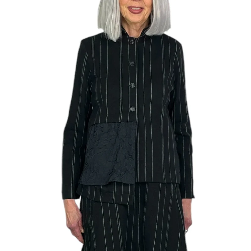 Women's windbreaker jackets with adjustable hoods for windy daysSTRIPED/CRINKLE KOJI JACKET