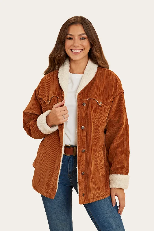 Women's bomber jackets with floral embroidery for a feminine and unique designLacey Womens Sherpa Jacket - Toffee Women's bomber jackets with floral embroidery for a feminine and unique designLacey Womens Sherpa Jacket - Toffee