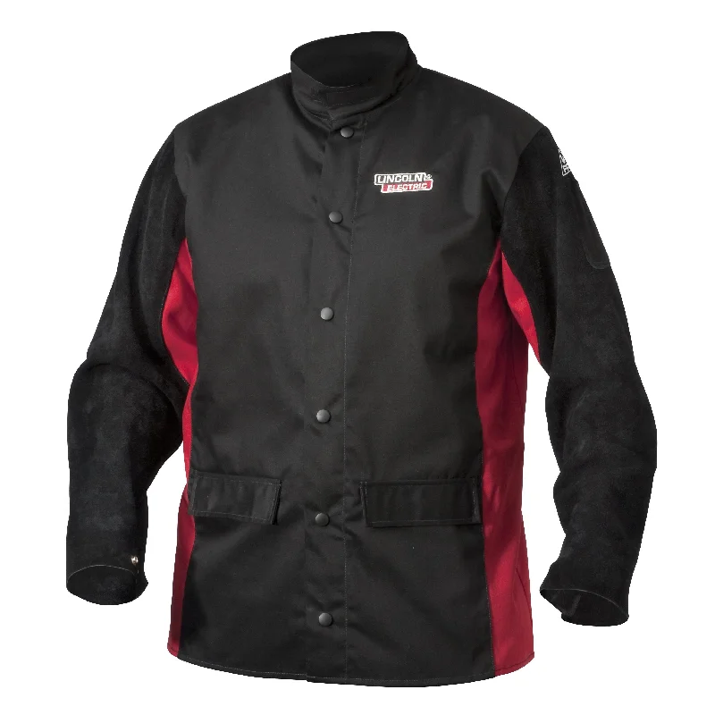 Women's bomber jackets with a holographic finish for a futuristic and eye - catching lookLincoln Shadow Split Leather-Sleeved Welding Jacket - K2986 Women's bomber jackets with a holographic finish for a futuristic and eye - catching lookLincoln Shadow Split Leather-Sleeved Welding Jacket - K2986