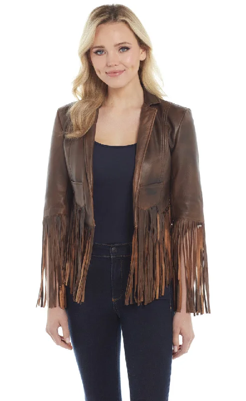 Women's cropped leather coats with silver studs for an edgy lookWomen's Cripple Creel Fringe Leather Jacket #LL164-91 Women's cropped leather coats with silver studs for an edgy lookWomen's Cripple Creel Fringe Leather Jacket #LL164-91
