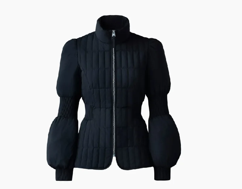 Women's waterproof parka coats with multiple pockets for practicalityMackage Women's Felicia Quilted Down Jacket, Black