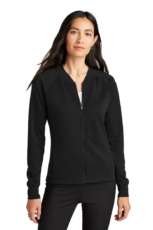 Women's cropped leather jackets with a fringe detail for a western - inspired outfitMercer+Mettle Womens Double Knit Full Zip Bomber Jacket - Deep Black Women's cropped leather jackets with a fringe detail for a western - inspired outfitMercer+Mettle Womens Double Knit Full Zip Bomber Jacket - Deep Black