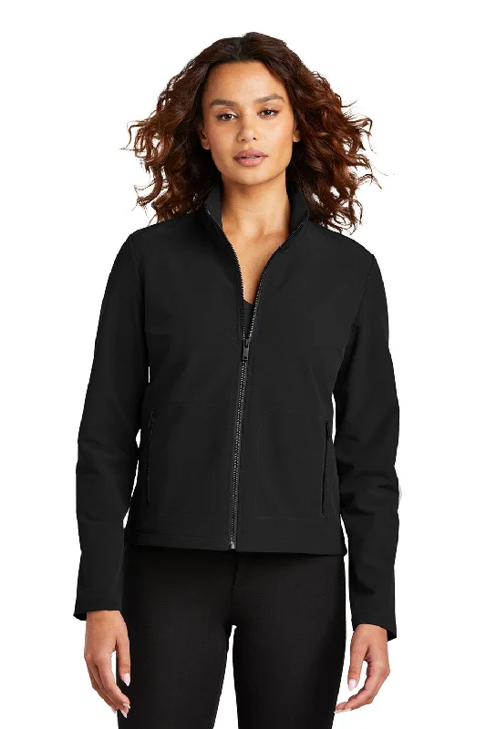 Women's bomber jackets with a holographic finish for a futuristic and eye - catching lookMercer+Mettle Womens Water Resistant Soft Shell Full Zip Jacket - Deep Black - New