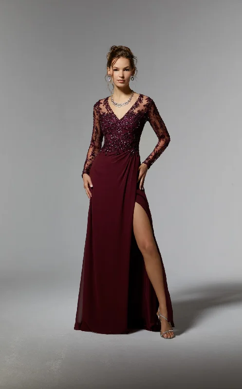 Formal dresses with abstract print panels and rhinestone embellishments for a unique formal eventMGNY 72906 Dress Formal dresses with abstract print panels and rhinestone embellishments for a unique formal eventMGNY 72906 Dress