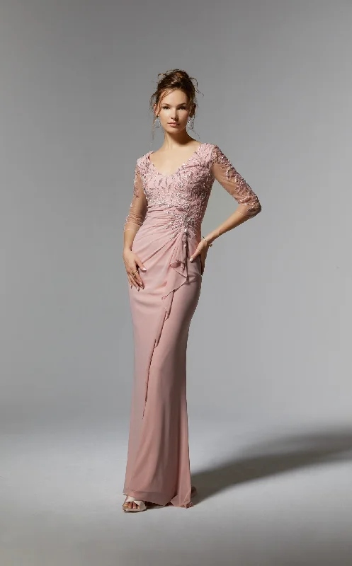 Prom dresses with side - slit skirts and beaded fringes for a glamorous appearanceMGNY 72909 Dress Prom dresses with side - slit skirts and beaded fringes for a glamorous appearanceMGNY 72909 Dress