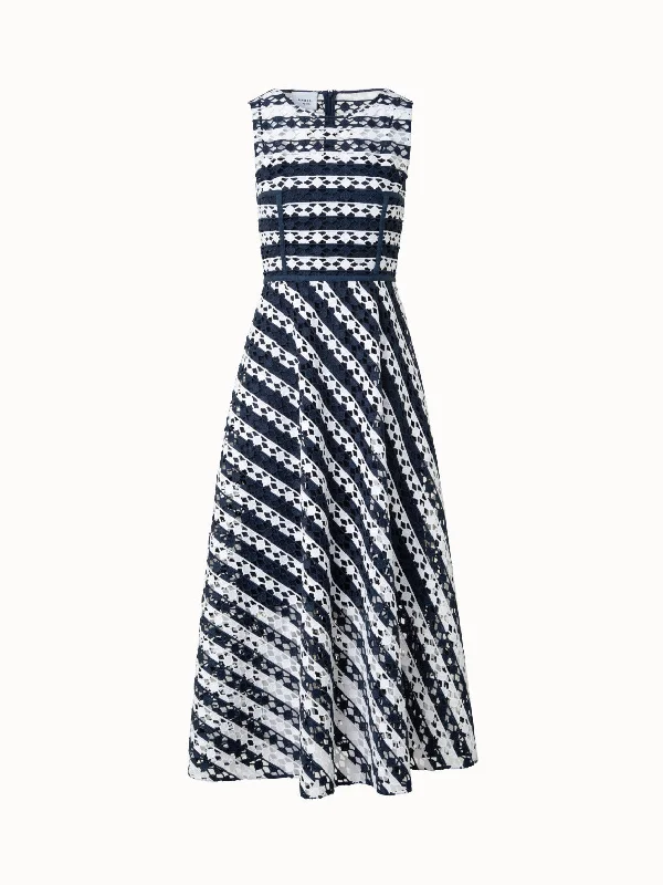 Women's long - length wool blend jackets for a warm and stylish winter lookMidi Dress in Stripe Embroidery Women's long - length wool blend jackets for a warm and stylish winter lookMidi Dress in Stripe Embroidery