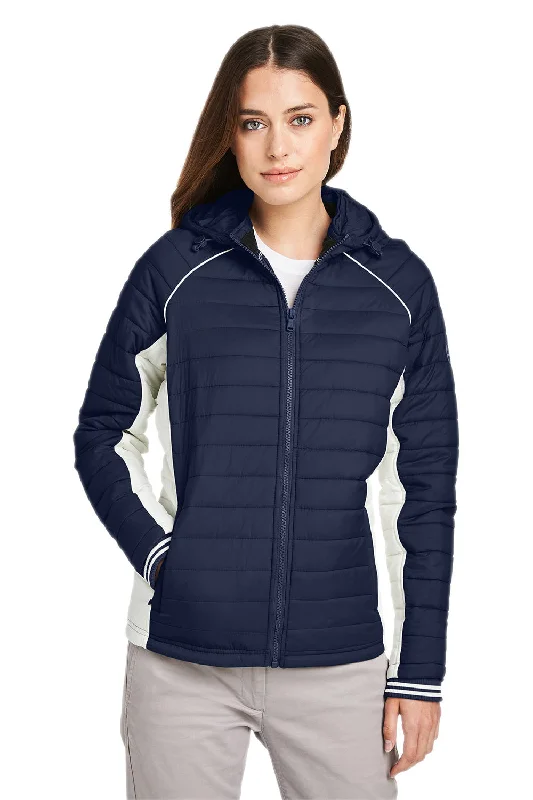 Women's double - breasted tweed jackets in classic colors for a sophisticated office lookNautica Womens Nautical Mile Wind & Water Resistant Packable Full Zip Hooded Puffer Jacket - Night Navy Blue/Antique White Women's double - breasted tweed jackets in classic colors for a sophisticated office lookNautica Womens Nautical Mile Wind & Water Resistant Packable Full Zip Hooded Puffer Jacket - Night Navy Blue/Antique White