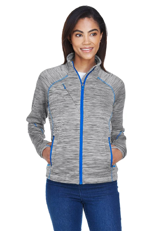 Women's cropped leather jackets with silver zippers for a punk - inspired outfitNorth End Womens Sport Red Flux Full Zip Jacket - Platinum Grey/Olympic Blue Women's cropped leather jackets with silver zippers for a punk - inspired outfitNorth End Womens Sport Red Flux Full Zip Jacket - Platinum Grey/Olympic Blue