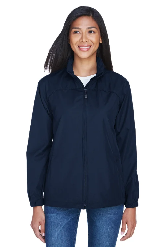 Women's denim jackets with distressed details for a casual and edgy lookNorth End Womens Techno Lite Water Resistant Full Zip Hooded Jacket - Midnight Navy Blue Women's denim jackets with distressed details for a casual and edgy lookNorth End Womens Techno Lite Water Resistant Full Zip Hooded Jacket - Midnight Navy Blue