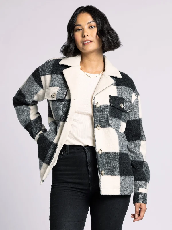 Women's long - sleeve wool coats in a houndstooth pattern for a classic charmONTARIO COAT