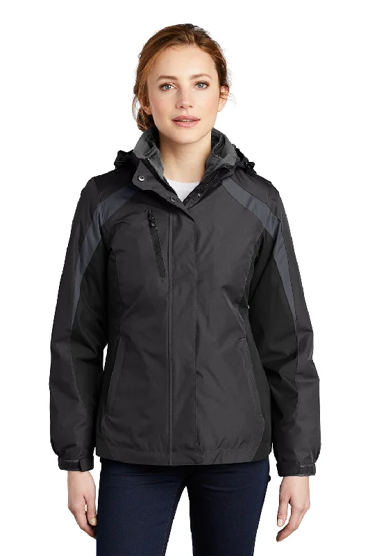 Women's shearling - lined suede jackets for ultimate warmth and luxuryPort Authority Womens 3-in-1 Wind & Water Resistant Full Zip Hooded Jacket - Black/Magnet Grey Women's shearling - lined suede jackets for ultimate warmth and luxuryPort Authority Womens 3-in-1 Wind & Water Resistant Full Zip Hooded Jacket - Black/Magnet Grey
