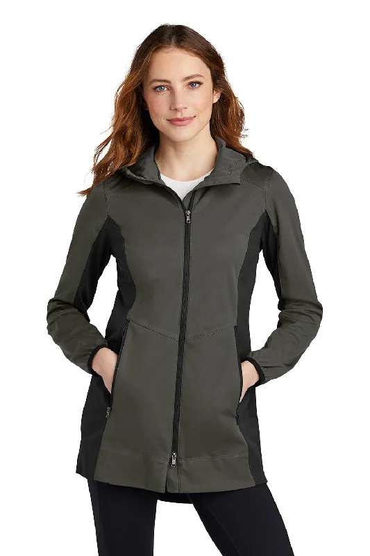 Women's bomber jackets with floral embroidery for a feminine and unique designPort Authority Womens Active Wind & Water Resistant Full Zip Hooded Jacket - Steel Grey/Deep Black Women's bomber jackets with floral embroidery for a feminine and unique designPort Authority Womens Active Wind & Water Resistant Full Zip Hooded Jacket - Steel Grey/Deep Black