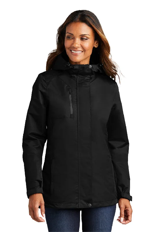 Women's trench coats with a removable belt for customizable stylingPort Authority Womens All Conditions Waterproof Full Zip Hooded Jacket - Black Women's trench coats with a removable belt for customizable stylingPort Authority Womens All Conditions Waterproof Full Zip Hooded Jacket - Black