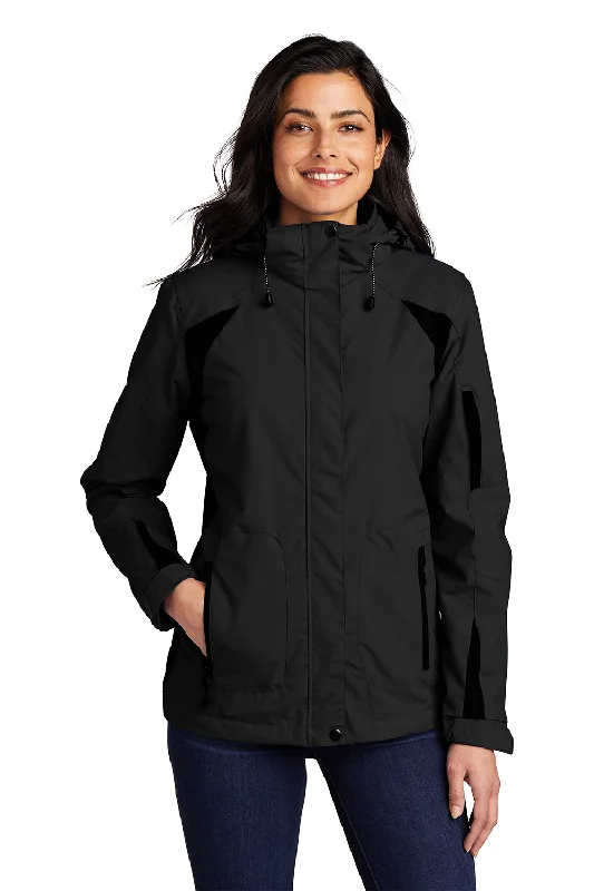 Women's military - style jackets with epaulets for a tough and fashionable appearancePort Authority Womens All Season II Waterproof Full Zip Hooded Jacket - Black Women's military - style jackets with epaulets for a tough and fashionable appearancePort Authority Womens All Season II Waterproof Full Zip Hooded Jacket - Black
