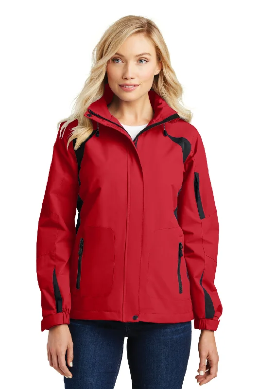 Women's cropped leather jackets with a fringe detail for a western - inspired outfitPort Authority Womens All Season II Waterproof Full Zip Hooded Jacket - True Red/Black - Closeout Women's cropped leather jackets with a fringe detail for a western - inspired outfitPort Authority Womens All Season II Waterproof Full Zip Hooded Jacket - True Red/Black - Closeout
