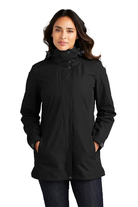 Women's cropped leather jackets with a fringe detail for a western - inspired outfitPort Authority Womens All Weather 3-in-1 Water Resistant Full Zip Hooded Jacket - Black Women's cropped leather jackets with a fringe detail for a western - inspired outfitPort Authority Womens All Weather 3-in-1 Water Resistant Full Zip Hooded Jacket - Black