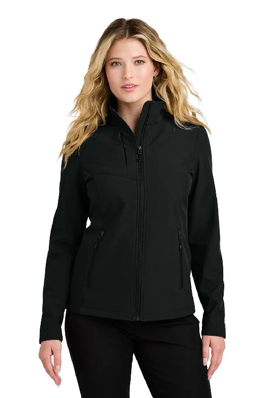 Women's military - style jackets with epaulets for a tough and fashionable appearancePort Authority Womens C-FREE Core Water Resistant Soft Shell Full Zip Jacket - Deep Black - New