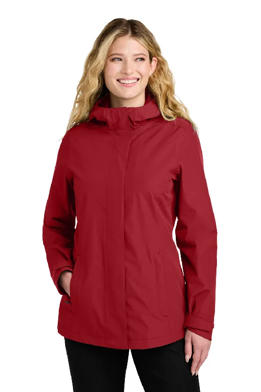 Women's denim jackets with a patchwork design for a bohemian and artsy stylePort Authority Womens C-FREE Water Resistant Full Zip Hooded Rain Jacket - Rich Red - New