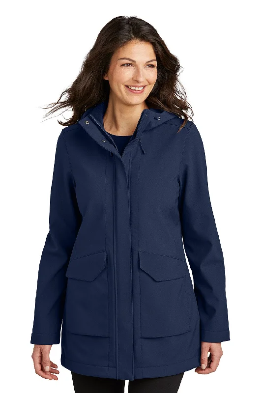 Women's moto jackets with a lace - up front for a unique and stylish touchPort Authority Womens Collective Outer Water Resistant Soft Shell Full Zip Hooded Parka - River Navy Blue - New Women's moto jackets with a lace - up front for a unique and stylish touchPort Authority Womens Collective Outer Water Resistant Soft Shell Full Zip Hooded Parka - River Navy Blue - New