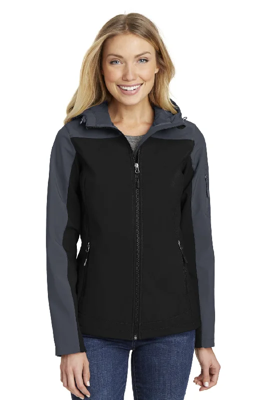 Women's quilted puffer jackets in a cropped silhouette for a modern twistPort Authority Womens Core Wind & Water Resistant Full Zip Hooded Jacket - Black/Battleship Grey Women's quilted puffer jackets in a cropped silhouette for a modern twistPort Authority Womens Core Wind & Water Resistant Full Zip Hooded Jacket - Black/Battleship Grey