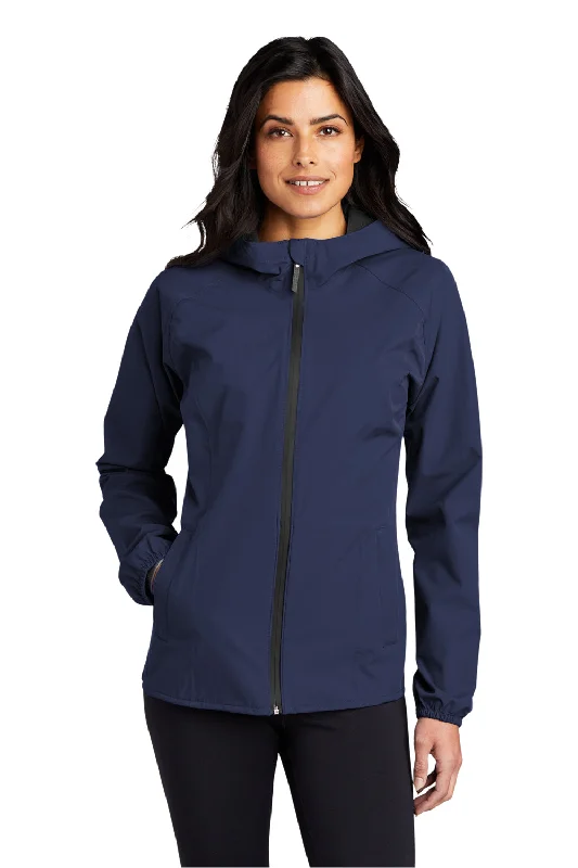 Women's cropped leather jackets with silver zippers for a punk - inspired outfitPort Authority Womens Essential Waterproof Full Zip Hooded Rain Jacket - True Navy Blue Women's cropped leather jackets with silver zippers for a punk - inspired outfitPort Authority Womens Essential Waterproof Full Zip Hooded Rain Jacket - True Navy Blue