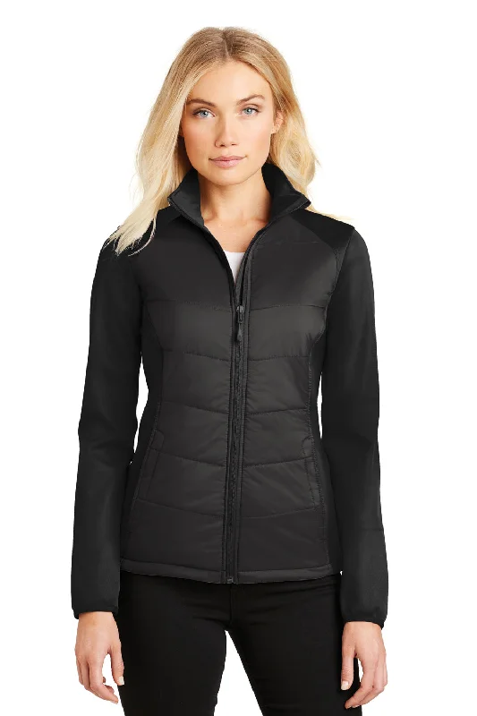 Women's waterproof rain jackets in bright yellow for high - visibility outdoor activitiesPort Authority Womens Hybrid Wind & Water Resistant Full Zip Jacket - Deep Black Women's waterproof rain jackets in bright yellow for high - visibility outdoor activitiesPort Authority Womens Hybrid Wind & Water Resistant Full Zip Jacket - Deep Black