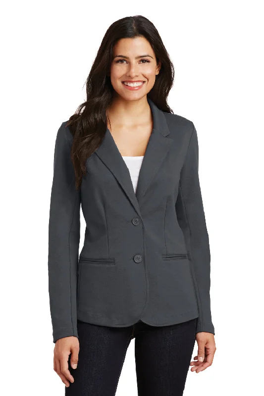 Women's long - length wool blend jackets for a warm and stylish winter lookPort Authority Womens Knit Button Down Blazer - Battleship Grey Women's long - length wool blend jackets for a warm and stylish winter lookPort Authority Womens Knit Button Down Blazer - Battleship Grey