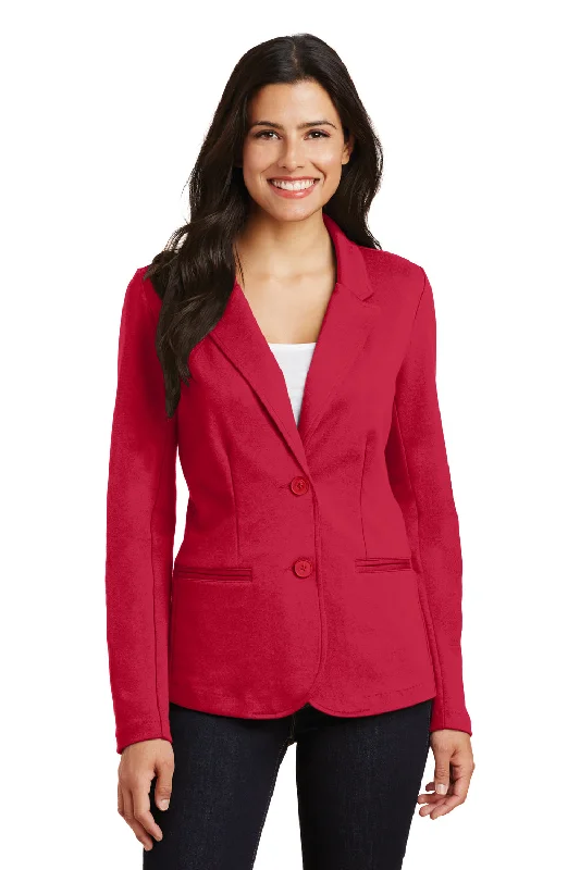 Women's long - line cardigan jackets in a soft knit for a cozy and elegant lookPort Authority Womens Knit Button Down Blazer - Rich Red Women's long - line cardigan jackets in a soft knit for a cozy and elegant lookPort Authority Womens Knit Button Down Blazer - Rich Red