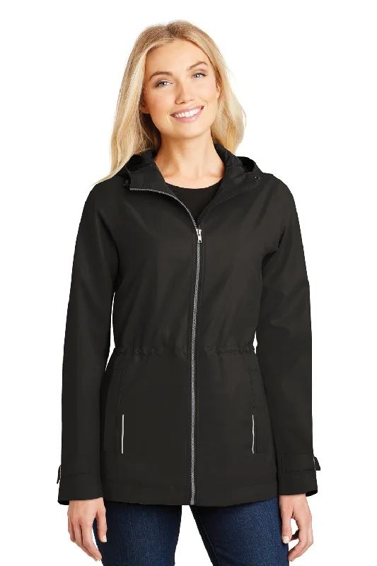 Women's long - length wool blend jackets for a warm and stylish winter lookPort Authority Womens Northwest Slicker Waterproof Full Zip Hooded Jacket - Black Women's long - length wool blend jackets for a warm and stylish winter lookPort Authority Womens Northwest Slicker Waterproof Full Zip Hooded Jacket - Black