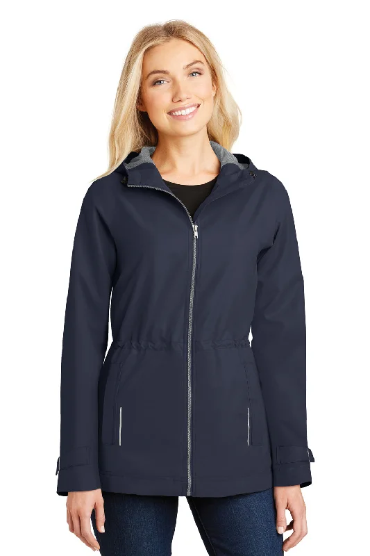 Women's faux fur - trimmed denim jackets for a trendy and cozy stylePort Authority Womens Northwest Slicker Waterproof Full Zip Hooded Jacket - Navy Blue Women's faux fur - trimmed denim jackets for a trendy and cozy stylePort Authority Womens Northwest Slicker Waterproof Full Zip Hooded Jacket - Navy Blue