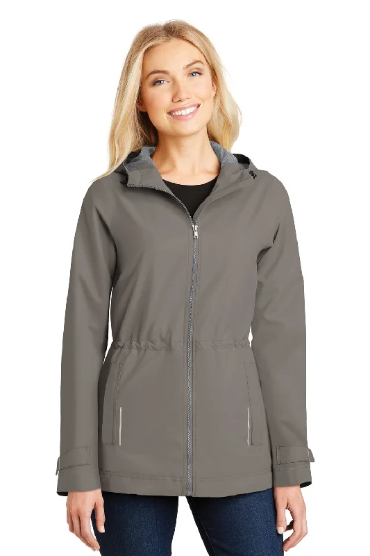 Women's trench coats with a removable belt for customizable stylingPort Authority Womens Northwest Slicker Waterproof Full Zip Hooded Jacket - Northern Grey Women's trench coats with a removable belt for customizable stylingPort Authority Womens Northwest Slicker Waterproof Full Zip Hooded Jacket - Northern Grey