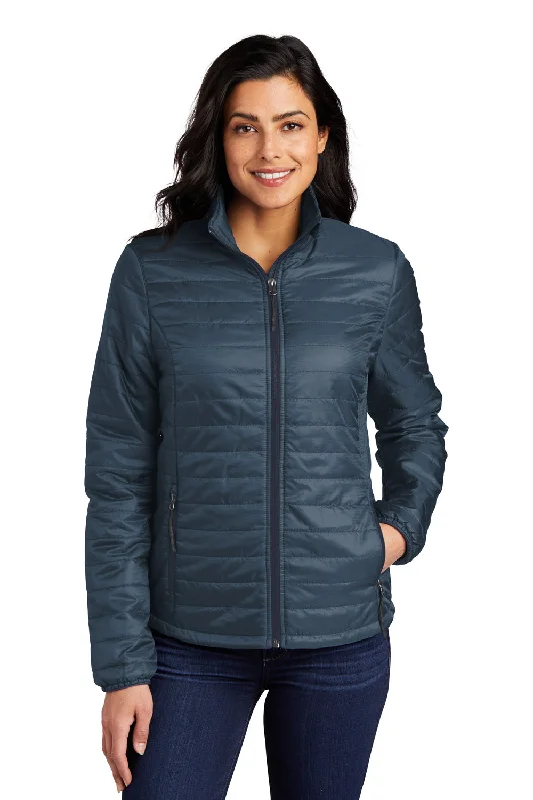 Women's pea coats in a plus - size fit for a flattering and warm winter coatPort Authority Womens Water Resistant Packable Puffy Full Zip Jacket - Regatta Blue/River Navy Blue Women's pea coats in a plus - size fit for a flattering and warm winter coatPort Authority Womens Water Resistant Packable Puffy Full Zip Jacket - Regatta Blue/River Navy Blue