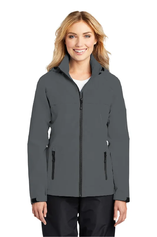 Women's quilted puffer jackets in a cropped silhouette for a modern twistPort Authority Womens Torrent Waterproof Full Zip Hooded Jacket - Magnet Grey Women's quilted puffer jackets in a cropped silhouette for a modern twistPort Authority Womens Torrent Waterproof Full Zip Hooded Jacket - Magnet Grey