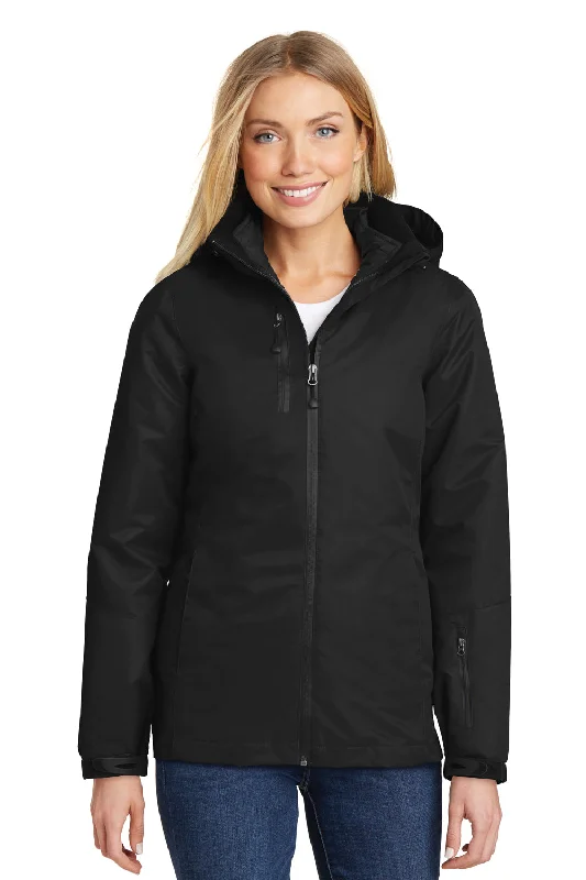 Women's cropped leather jackets with silver zippers for a punk - inspired outfitPort Authority Womens Vortex 3-in-1 Waterproof Full Zip Hooded Jacket - Black Women's cropped leather jackets with silver zippers for a punk - inspired outfitPort Authority Womens Vortex 3-in-1 Waterproof Full Zip Hooded Jacket - Black