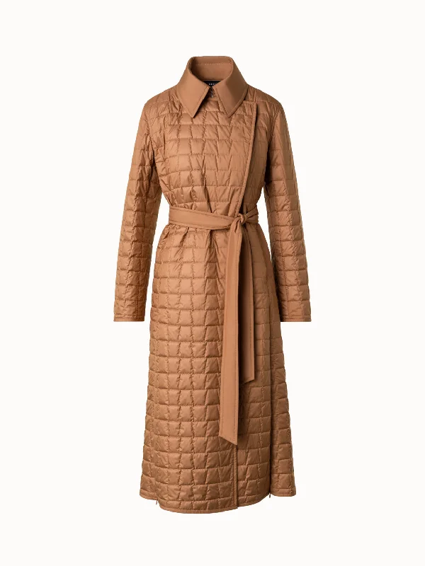Women's pea coats with brass buttons for a nautical - inspired styleQuilted Trapezoid Long Coat Women's pea coats with brass buttons for a nautical - inspired styleQuilted Trapezoid Long Coat