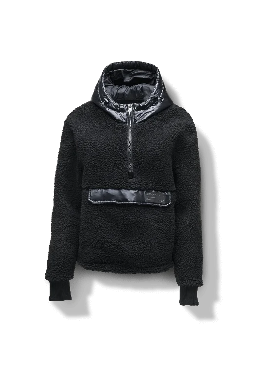 Women's cropped down jackets in bold colors for a sporty and fashionable winter outfitRoche Women's Hybrid Berber Pullover Hoodie Women's cropped down jackets in bold colors for a sporty and fashionable winter outfitRoche Women's Hybrid Berber Pullover Hoodie