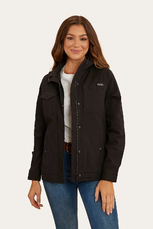Women's bomber jackets with a holographic finish for a futuristic and eye - catching lookRothbury Womens Jacket - Black Women's bomber jackets with a holographic finish for a futuristic and eye - catching lookRothbury Womens Jacket - Black