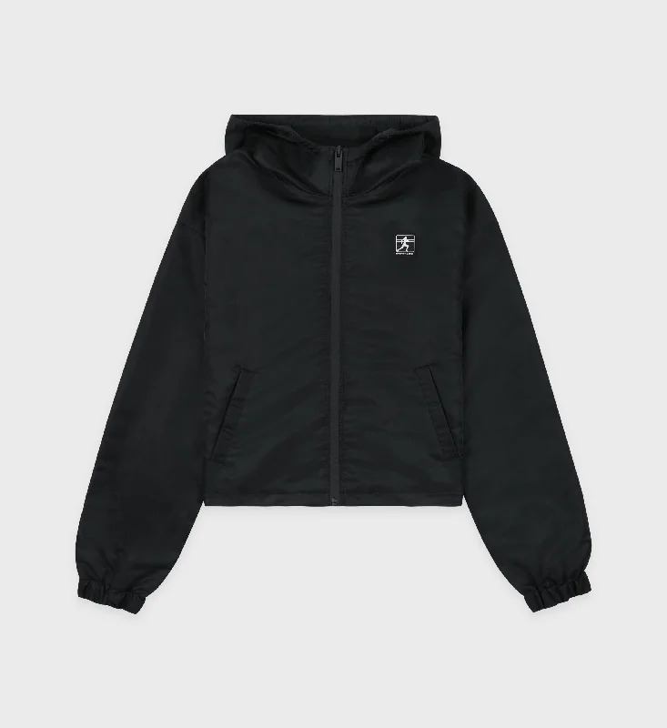 Checkered women's wool coats in a classic pattern for a timeless styleRunning Woman Nylon Windbreaker - Black/White Checkered women's wool coats in a classic pattern for a timeless styleRunning Woman Nylon Windbreaker - Black/White