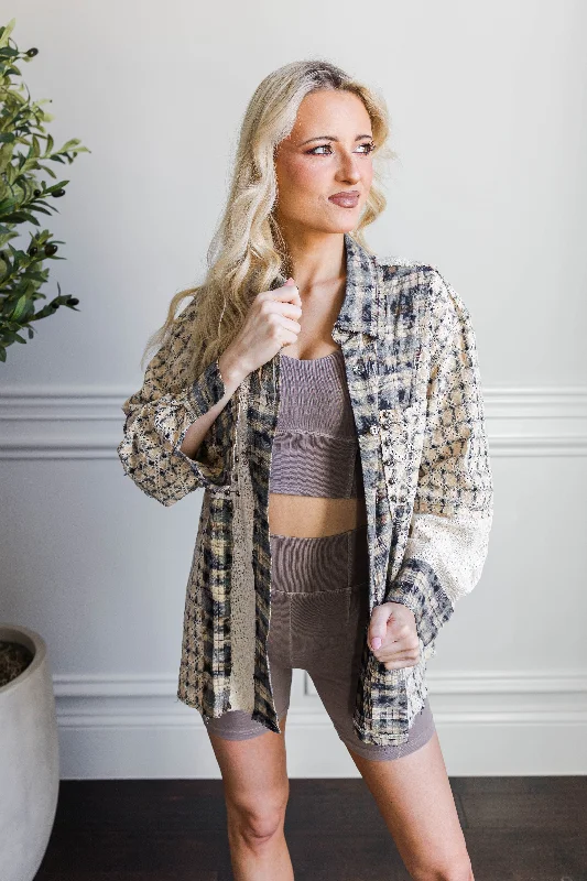 Women's denim jackets with distressed details for a casual and edgy lookRustic Rebel Studded Shacket Women's denim jackets with distressed details for a casual and edgy lookRustic Rebel Studded Shacket