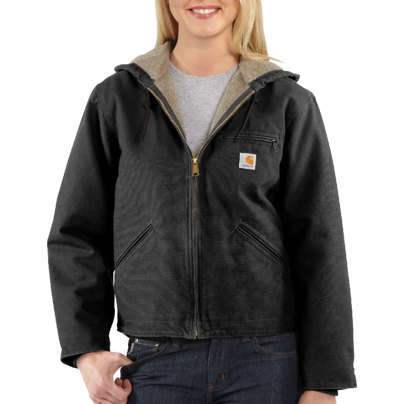 Women's cropped leather coats with silver studs for an edgy lookSandstone Sherpa-Lined Sierra Jacket Women's cropped leather coats with silver studs for an edgy lookSandstone Sherpa-Lined Sierra Jacket